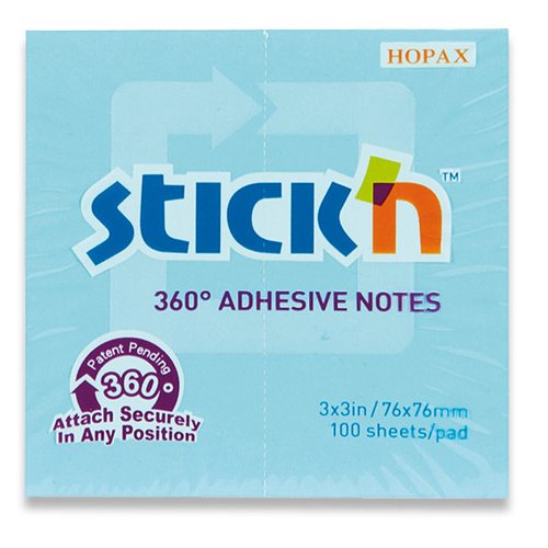 Samolepic bloek Stickn Notes 360 - 76 x 76 mm, 100 list, modr