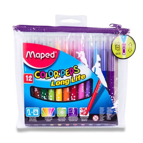 Dtsk fixy MAPED ColorPeps, pouzdro na zip, 12 barev
