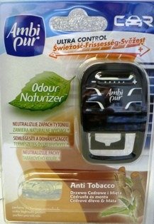 Ambi Pur Car Tobacco cedrové dřevo & máta kompletní strojek