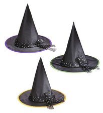 Černý čarodějnický klobouk s glitrovou stužkou