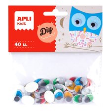 APLI MOVING EYES - oi ovln s asami, 40 ks, samolepic, mix barev