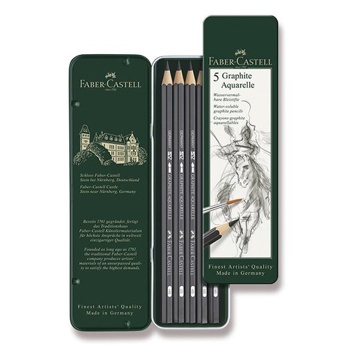 Faber-Castell Akvarelov grafitov tuka Art Aquarelle 5 ks, plechov krabika