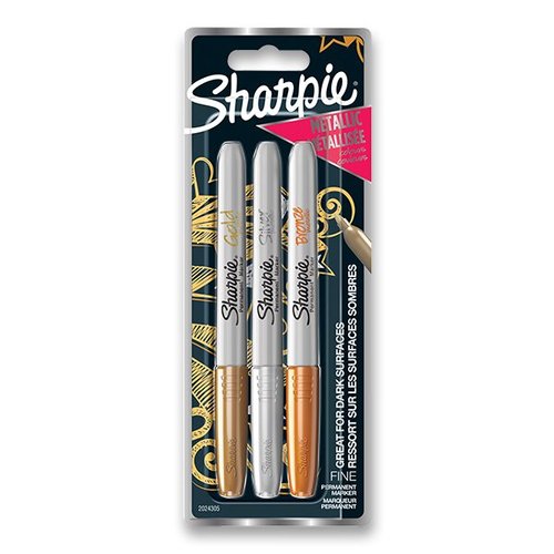 Sharpie Permanentn popisova  Fine sada 3 ks, metalick barvy