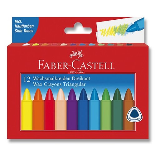 Faber-Castell Voskovky Wax Triangular Crayons 12 barev, trojhrann