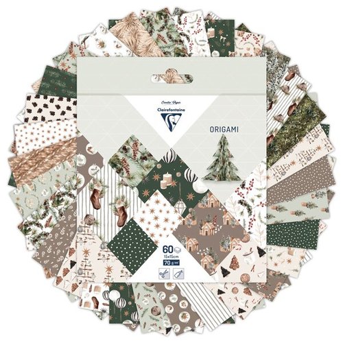 Sada papr Clairefontaine Origami Cozy Christmas 60 list