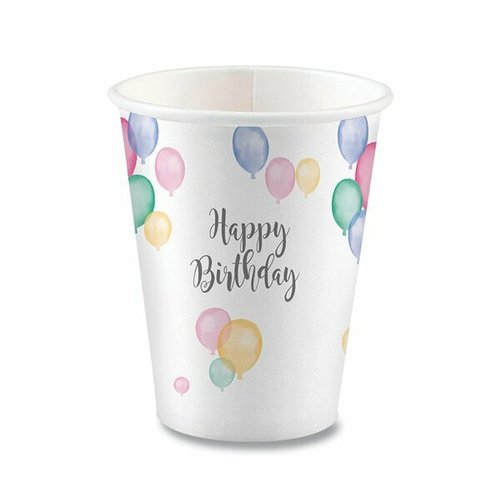 Paprov kelmky Happy Birthday objem 0,25 l, 8 ks