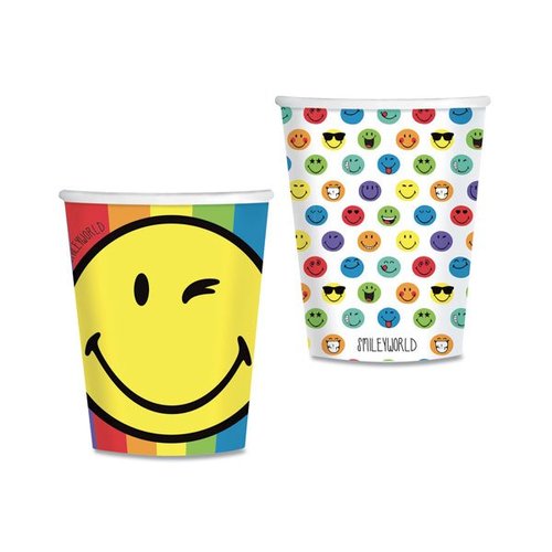 Amscan Papírové kelímky Smiley World objem 0,25 l, 8 ks