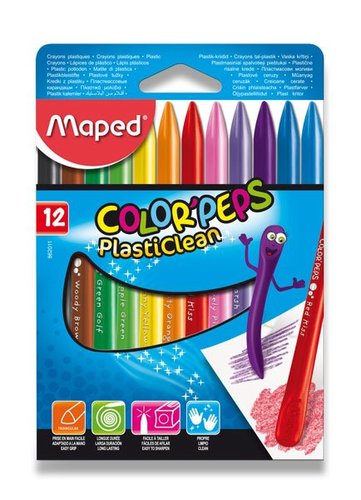 Plastov pastely Maped ColorPeps Plasticlean - 12 barev