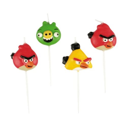 Dortové svíčky Angry Birds - 4 ks, mix motivů