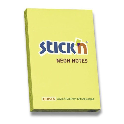 Samolepic bloek Hopax Neon Stick Notes - 7651 mm, lut