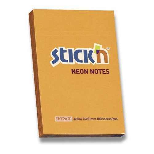 Samolepicí bloček Hopax Neon Stick Notes - 76×51 mm, oranžový