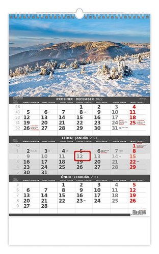 Helma Kalendář tříměsíční nástěnný 2023 - Hory