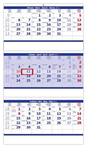Helma Kalendář tříměsíční skládaný modrý 2023