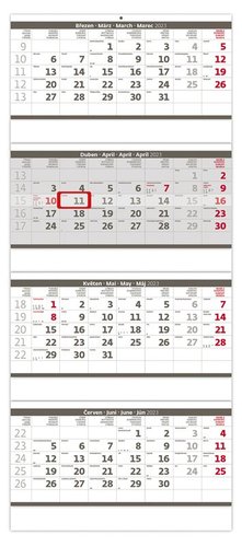 Helma Kalendář čtyřměsíční skládaný šedý 2023