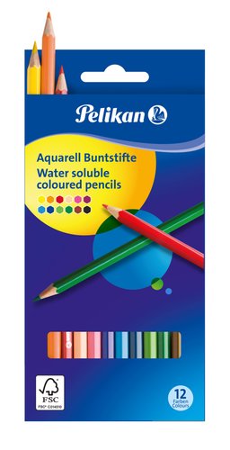 Pelikan Pastelky akvarelové šestihranné 12 barev