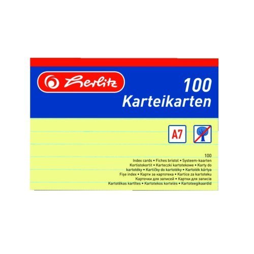 Herlitz - Karty do kartotky A7, lut, linka