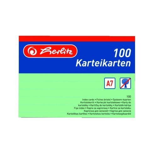 Herlitz - Karty do kartotky A7, zelen, linka