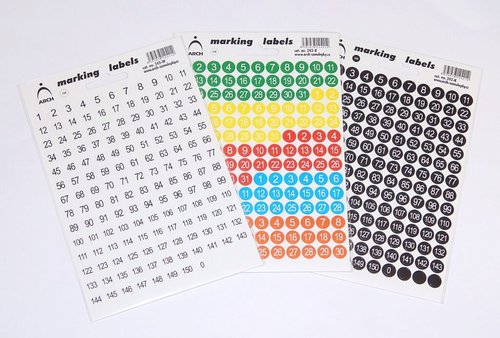 Samolepky koleka 8mm s sly 0-150 - 3 barvy / 242