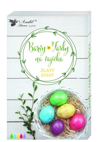 Barvy na vajka gelov se zlatm efektem, 5 ks, rukavice  (7748)