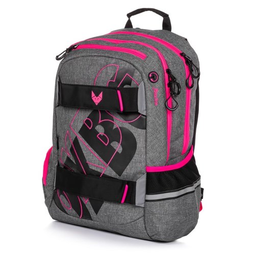 Studentsk batoh OXY Sport GREY LINE pink