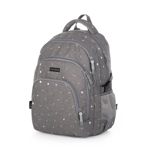 Studentsk batoh OXY SCOOLER Grey geometric