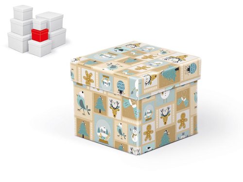 Krabice dárková vánoční C-V001-B 10x10x9cm