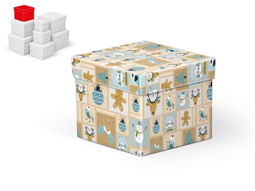 Krabice dárková vánoční C-V001-C 12x12x10cm
