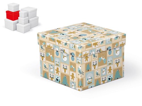 Krabice dárková vánoční C-V001-E 16x16x12cm