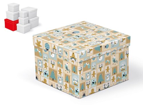 Krabice dárková vánoční C-V001-G 20x20x14cm