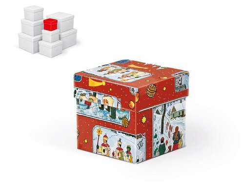 Krabice dárková vánoční C-V005-AL  8x8x8cm