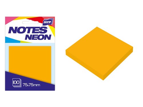 Bloek samolepc 75x75mm 100 list oranov neon