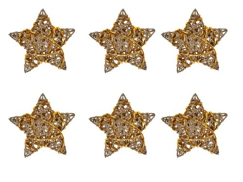 Hvzdiky ratan zlat vnon set 7,5cm/6ks R4589/gold
