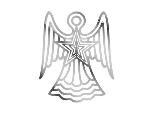 Anděl stříbrný závěs vánoční plech. 9,9x12,1cm 1804B-18(12CM)