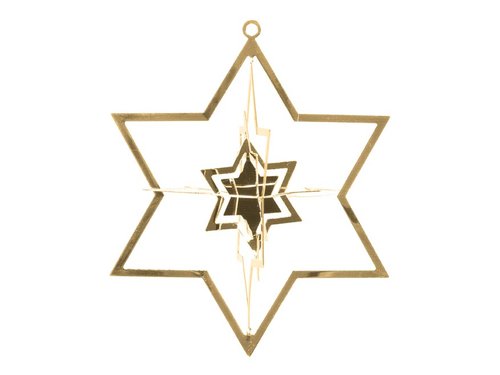 Hvězda zlatá závěs vánoční plech. 8x8cm 16X-822.10