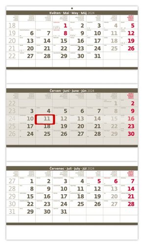 Stil Tříměsíční skládaný kalendář šedý 2024