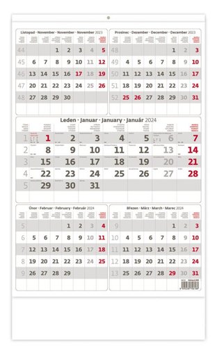 Stil Pětiměsíční kalendář šedý 2024