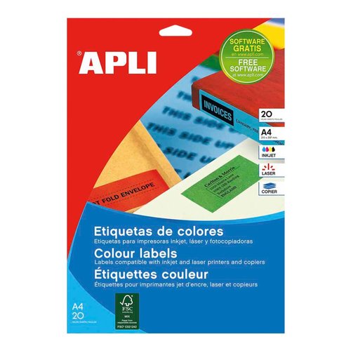 APLI univerzln etikety, 70 x 37 mm, zelen