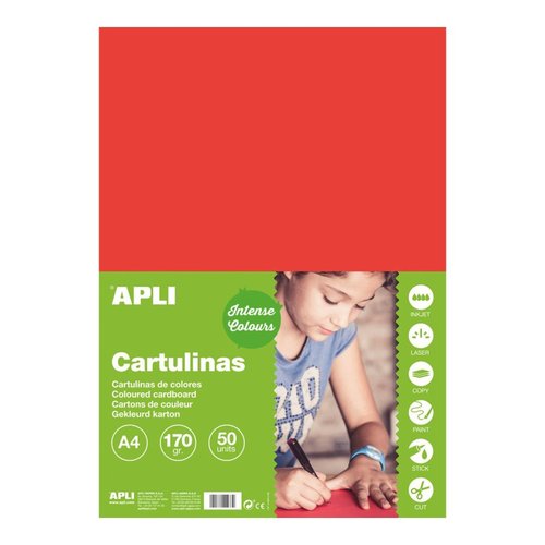 APLI barevn papr, A4, 170 g, erven