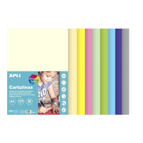 APLI barevn papr, A4, 170 g, mix pastelovch barev