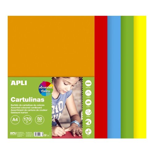 APLI barevn papr, A4, 170 g, mix sytch barev