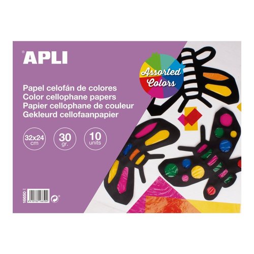 APLI flie celofnov, 32 x 24 cm, blok 10 list, mix barev