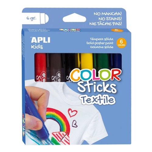 APLI barvy v tyince na textil, 6 x 6 g, mix barev