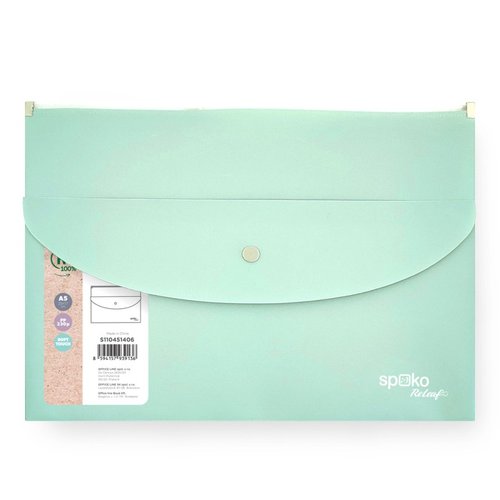 Spoko ReLeaf oblka se zipem, kapsa s drukem, A5, PP, SoftTouch, zelen