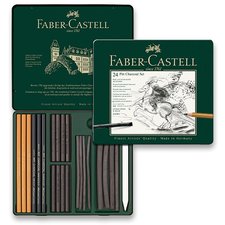 Faber-Castell Uhel Pitt Monochrome Charcoal plechová krabička, 24ks