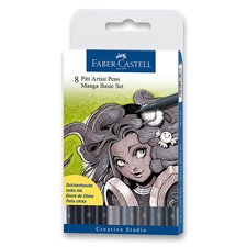 Faber-Castell Popisova Pitt Artist Pen Manga 8 kus, Manga Basic