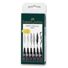 Faber-Castell Popisovač Pitt Artist Pen sada 6 ks, XS, S, F, M, B, C, černé