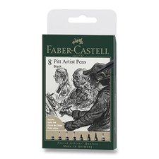 Popisova Faber-Castell Pitt Artist Pen sada 8 ks, rzn hroty, ern