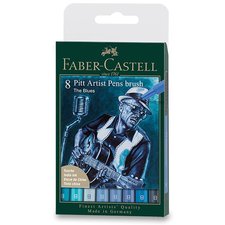 Popisova Faber-Castell Pitt Artist Pen Brush Blues sada 8 ks, hrot B
