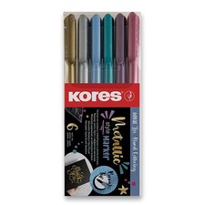 Popisova Kores Style Brush Marker Metallic, 6 barev
