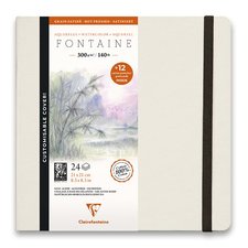Akvarelov album Clairefontaine Fontaine Hot Pressed s pohledy, 21 x 21 cm, 24 l